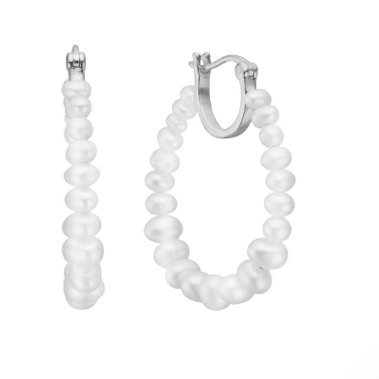 Ørehænger Pearl Hoop -Sølv