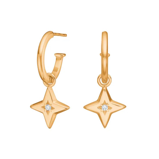 Stjerne creoler i forgyldt sølv