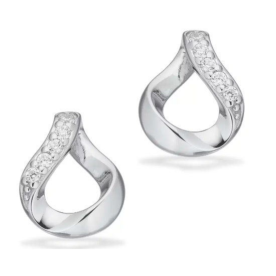 Øreringe med cubic zirkonia i rhodineret sølv