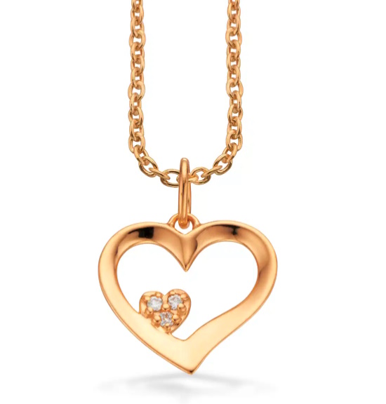 Vedhæng Hjærte i 8 kt.guld/m kæde