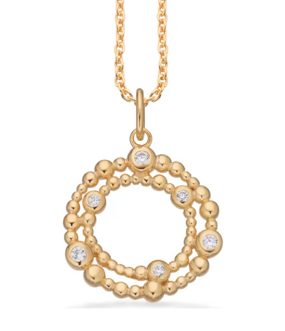 Vedhæng Kugler med Cubic Zirkonia i Forgyldt Sølv