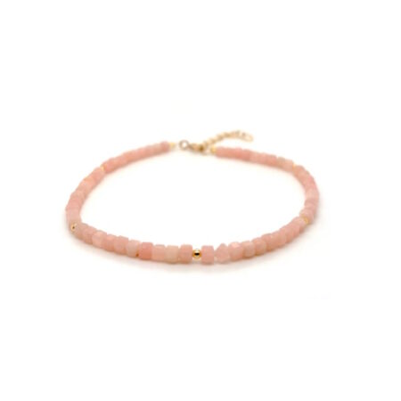 Armbånd pink opal i sølv forgyldt 17 + 2 cm