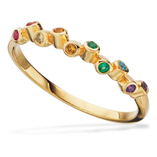 Soho ring med multicolor cubic zirkonia i sølv forgyldt