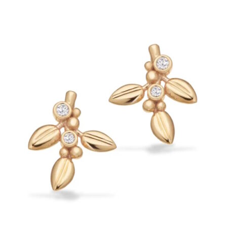 Ørering blade med Cubic Zirkonia i 8 kt Guld