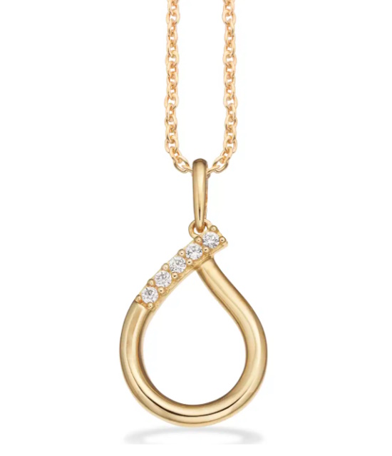 Halskæde med vedhæng i 8 kt guld og zirkonia