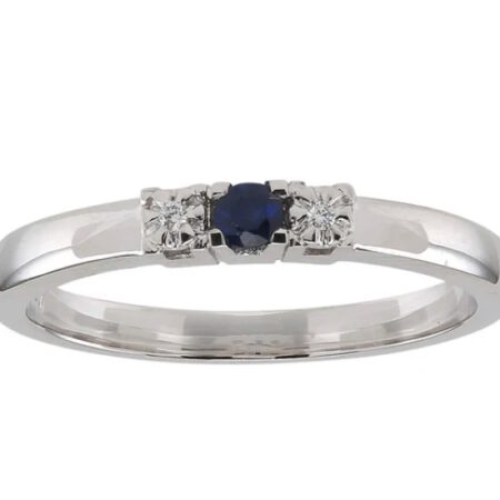 Damering 585 0,011ct TW/SI hvg. m. 0,08ct safir