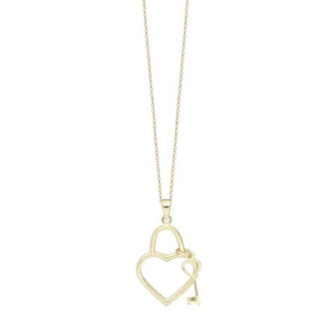 Halskæde heart key 8kt