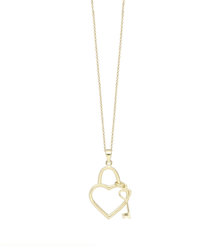 Halskæde heart key 8kt