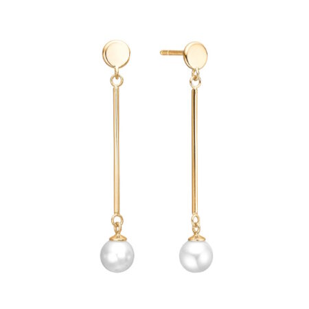 Øreringe Perle Hænger - Forgyldt