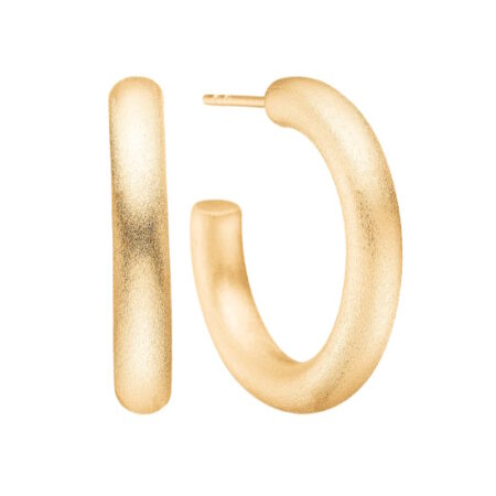 Ørehænger satinmat Ø25 mm i forgyldt sølv