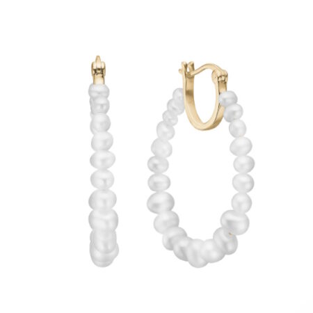 Ørehænger , Pearl Hoop- Forgyldt