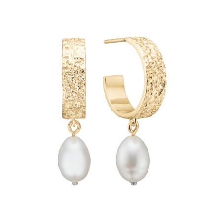 Halvcreol Ferskvandsperle, 18 mm i Forgyldt sølv