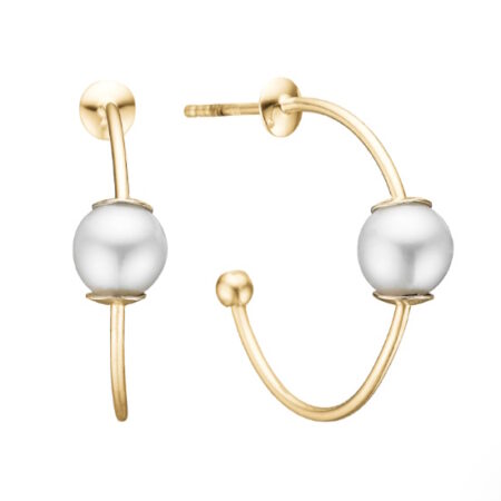 Halvcreol med Ferskvandsperle 23 mm i forgyldt sølv