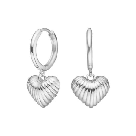 Ørehængere hjerte Breeze52 i rhodineret sølv