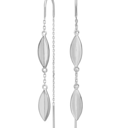 Sølv Ørehængere Leave i rhodineret sølv