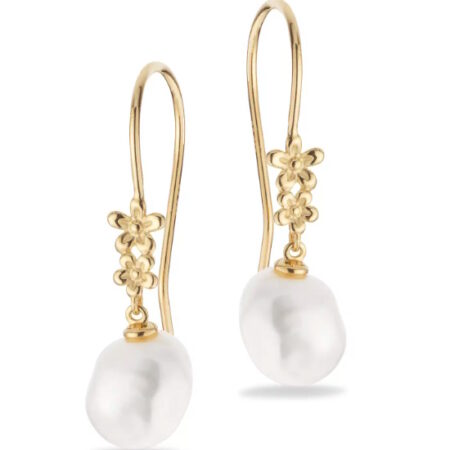 Ørebøjler Barok med ferskvandsperler 6 mm i 8 kt. guld