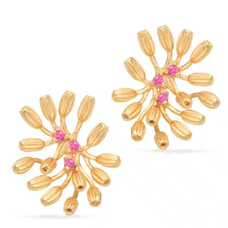 Øreringe Blomst Pink med Cubic Zirkonia  i sølv forgyldt