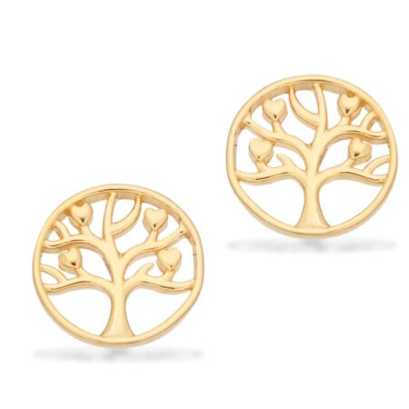 Øreringe Livets Træ i sølv forgyldt