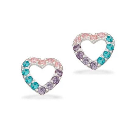Øreringe hjerte multicolor med zirkonia i sølv