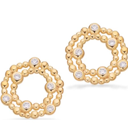 Øreringe kugler med cubic zirkonia i forgyldt sølv