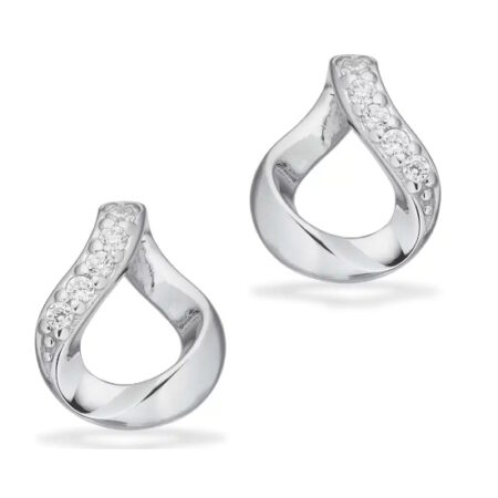 Øreringe med cubic zirkonia i rhodineret sølv