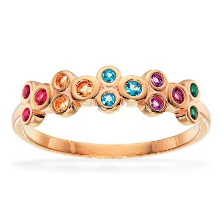 Soho ring rainbow med cubic zirkonia i sølv forgyldt