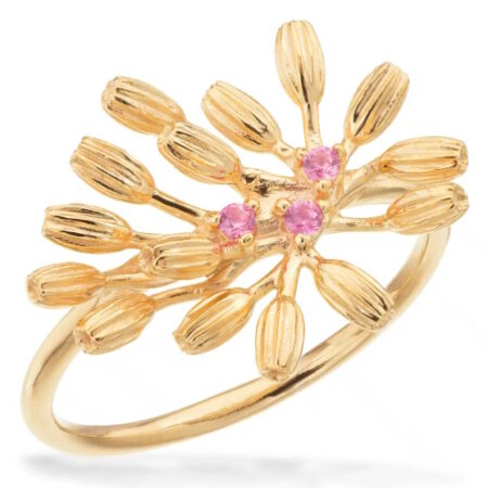 Ring Blomst med pink cubic zirkonia sølv forgyldt