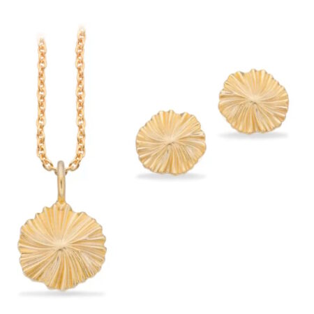 Pixel smykkesæt polet i sølv forgyldt