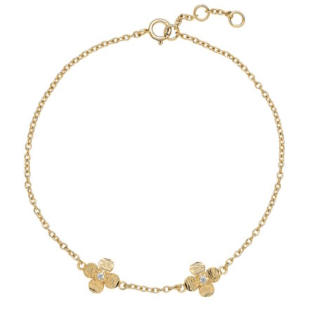Armbånd med to blomster og zirkonia