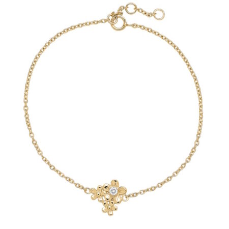 Armbånd Blomst og Diamant i 8 kt Guld