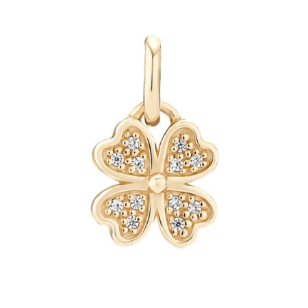 Vedhæng med firkløvere og zirkonia i 8 kt Guld