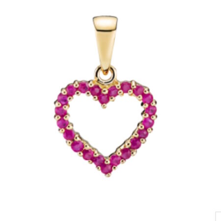 Vedhæng Hjerte med Rubin i 8 kt Guld