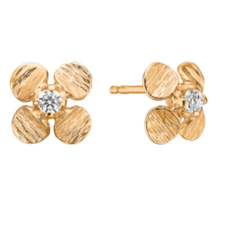 Ørestik Blomst med Zirkonia i 8 kt guld