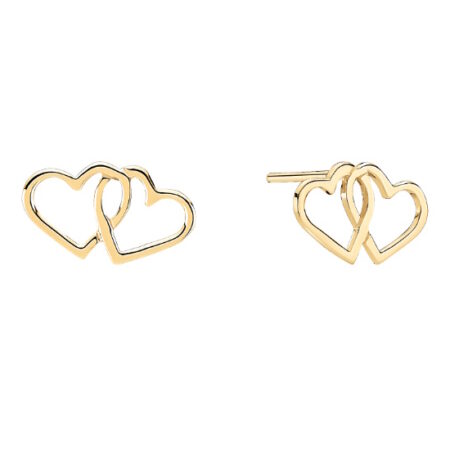 Ørestik med Dobbelthjerte i 8 kt Guld