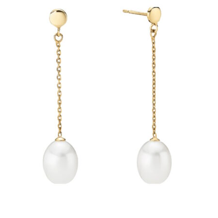 Ørehænger Kæde med Ferskvandsperler i 8 kt guld