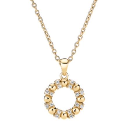 Collier Cirkel med Zirkonia i Forgyldt Sølv
