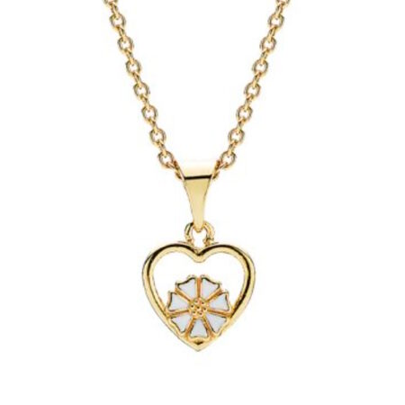 Marguerit Collier med vedhæng Trådhjerte i Sølv Forgyldt