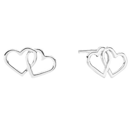 Ørestik med Dobbelt Hjerte i Sølv