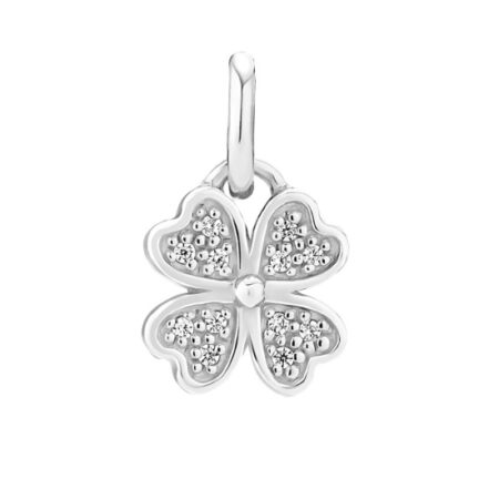 Vedhæng med Firkløver og zirkonia i Sølv