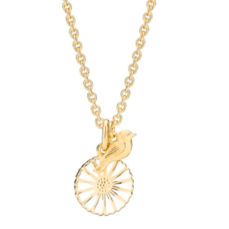 Marguerit Collier med 11 mm Fugl i Forgyldt sølv