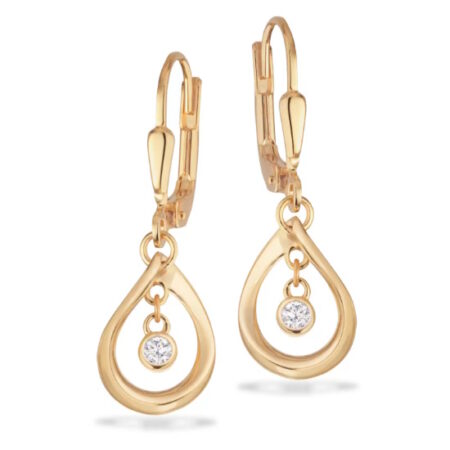 Ørehængere med cubic Zirkonia i 8 kt Guld