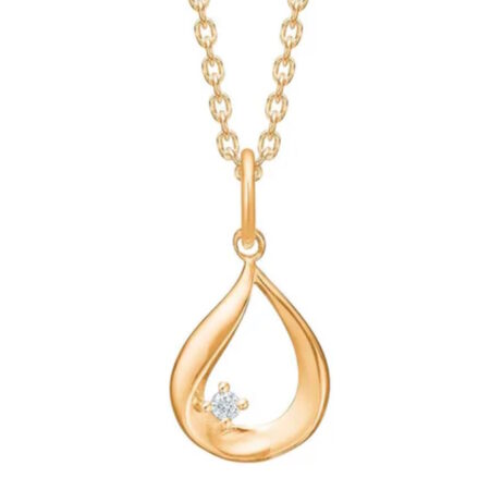 Halskæde med vedhæng i 14 kt guld med ægte diamant