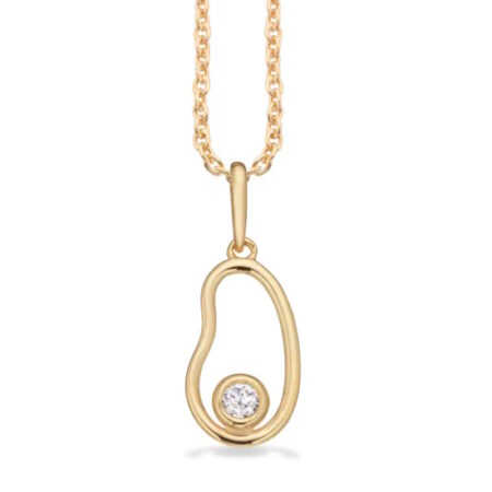 Halskæde med vedhæng i 8 kt guld og zirkonia