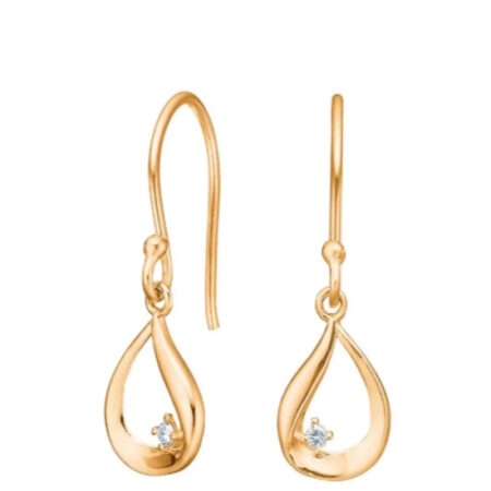 14 kt Guldørehængere med ægte diamant