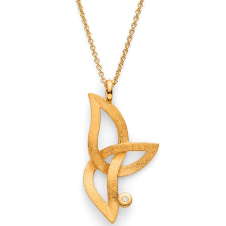 Halskæde False Gravebar Mat i Sølv Forgyldt med ægte diamant