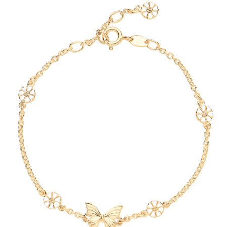 Marguerit armbånd med Sommerfugl i Forgyldt Sølv