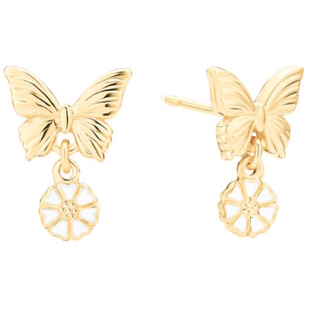 Marguerit Ørestik med Sommerfugl i Forgyldt Sølv