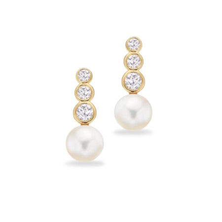 Øreringe med ferskvandsperler Zirkonia i 8 kt Guld