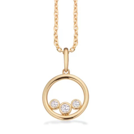 Halskæde med Cubic Zirkonia i 8 kt guld med Sølvforgyldt kæde