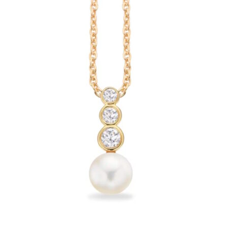 Halskæde med Ferskvandsperle og vedhæng i 8 kt Guld